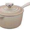 Le Creuset 1.75 Qt. Signature Enameled Cast Iron Saucepan With Stainless Steel Knob | Meringue White 1 Le Creuset 1.75 Qt. Signature Enameled Cast Iron Saucepan With Stainless Steel Knob | Meringue White -STAUB Shop 1.75 qt signature saucepan meringue white