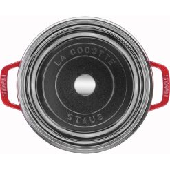 Staub 4 Qt. Round Cocotte/Dutch Oven With Glass Lid | Cherry Red -STAUB Shop 11412406 2