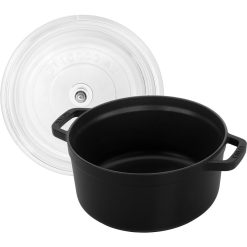 Staub 4 Qt. Round Cocotte/Dutch Oven With Glass Lid | Matte Black -STAUB Shop 11412423 3