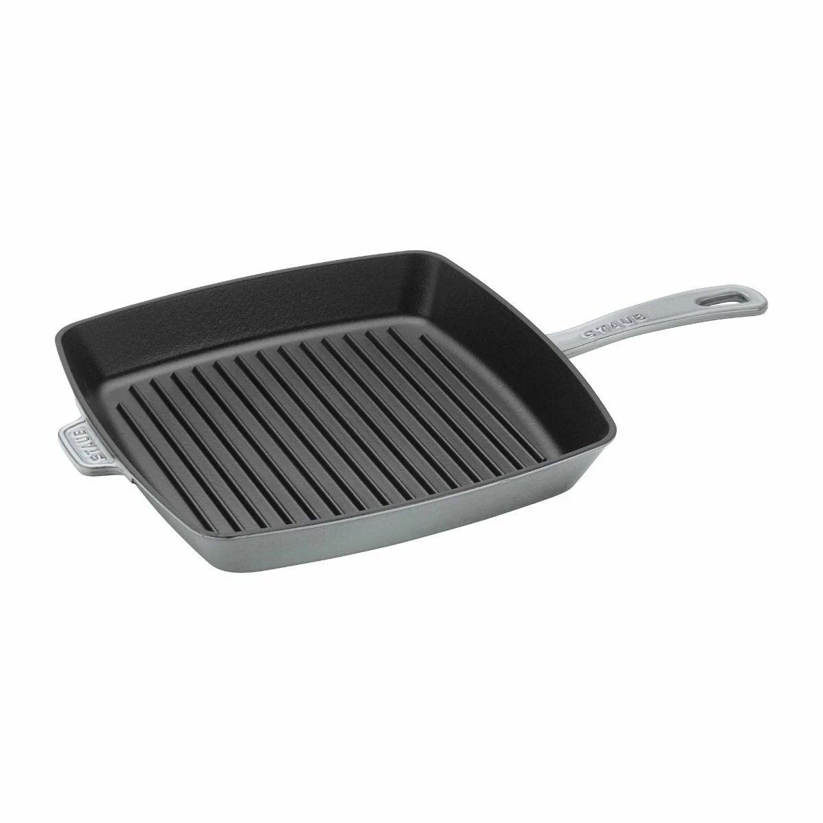 Staub 12" Square Cast Iron Grill Pan & Press Set | Graphite Grey - Image 3
