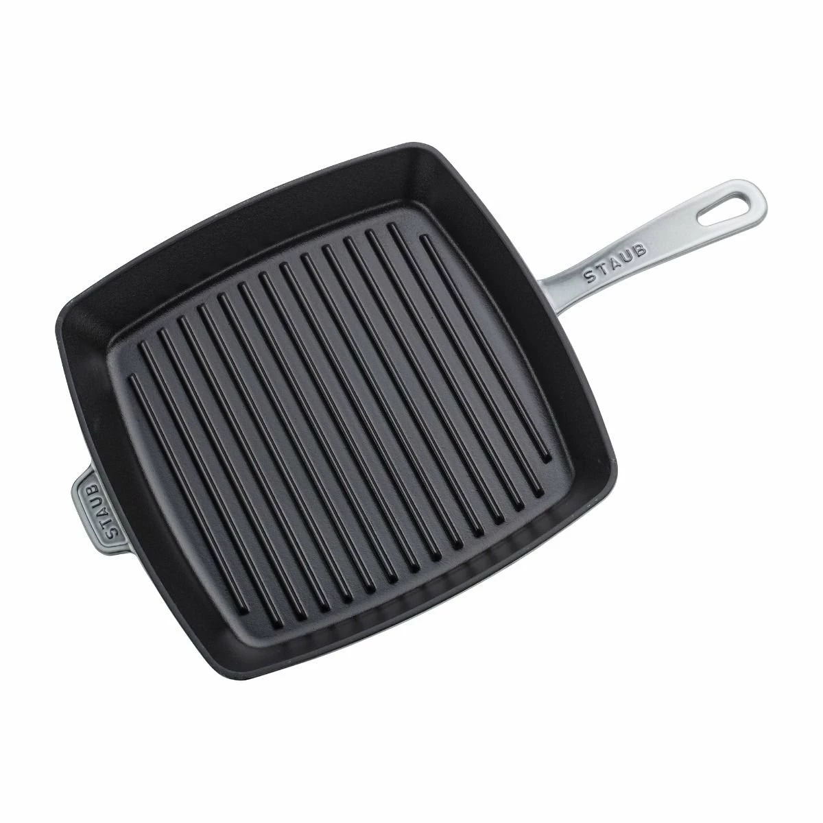 Staub 12" Square Cast Iron Grill Pan & Press Set | Graphite Grey - Image 4
