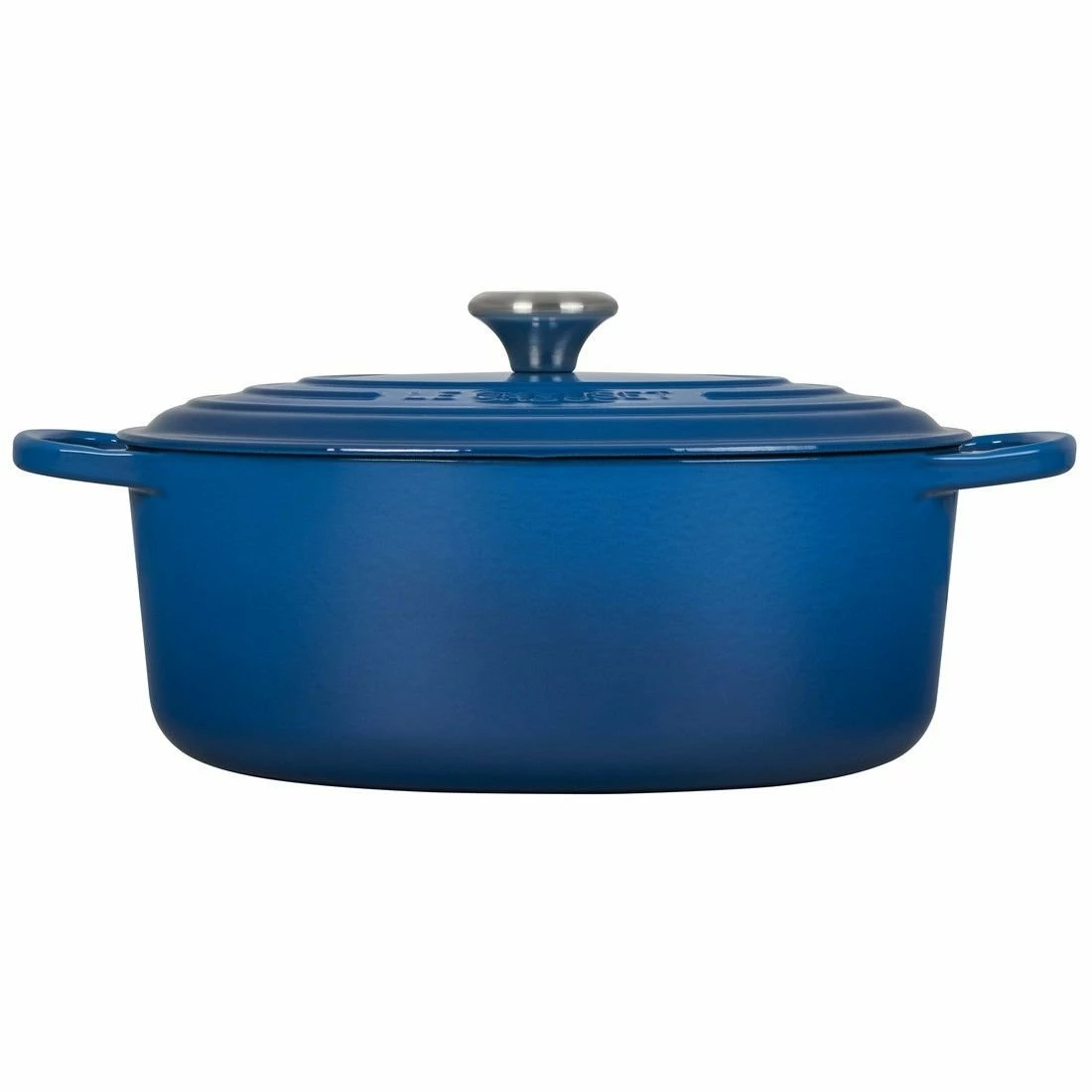 Le Creuset 6.75 Qt. Oval Signature Dutch Oven With Stainless Steel Knob | Marseille Blue - Image 2