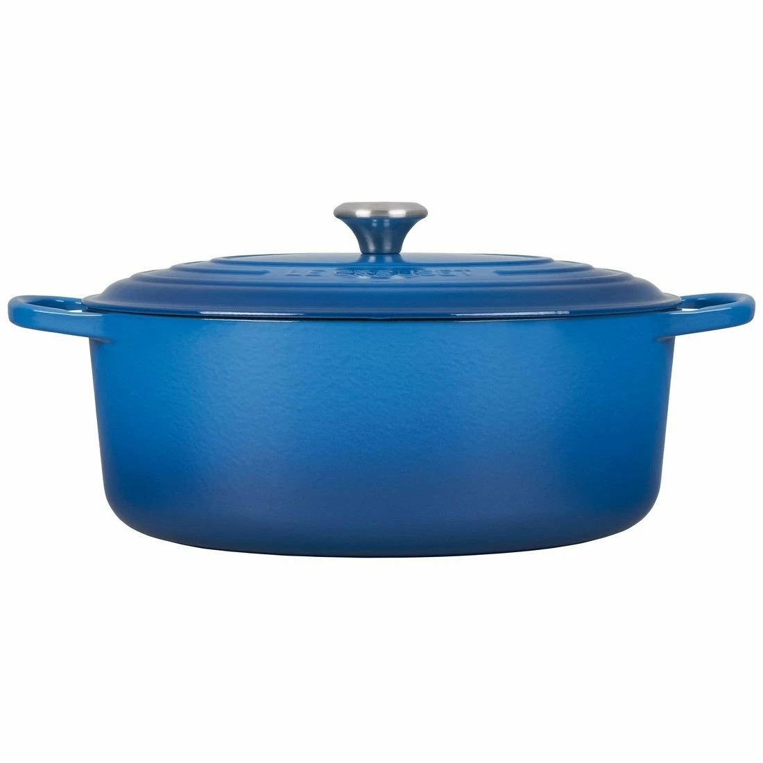 Le Creuset 9.5 Qt. Oval Signature Dutch Oven With Stainless Steel Knob | Marseille Blue - Image 2