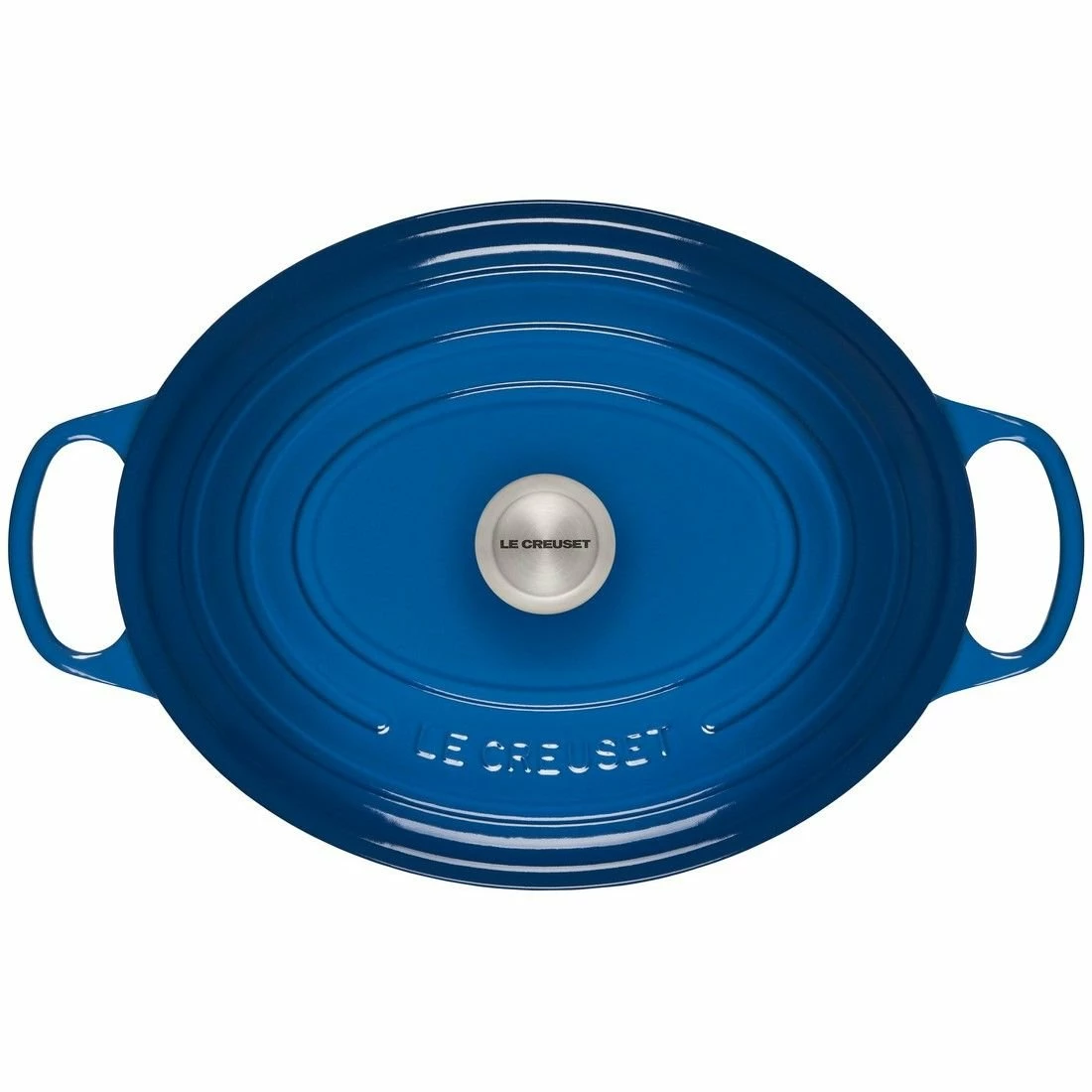 Le Creuset 9.5 Qt. Oval Signature Dutch Oven With Stainless Steel Knob | Marseille Blue - Image 3