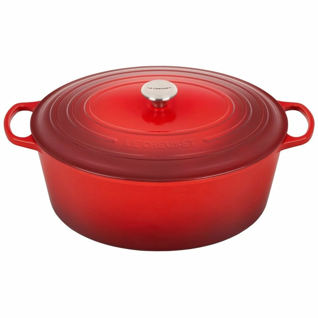 Le Creuset 15.5 Qt. Oval Signature Dutch Oven With Stainless Steel Knob | Cerise/Cherry Red