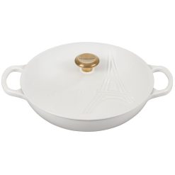 Le Creuset 3.5Qt Signature Braiser Eiffel Tower Collection | White