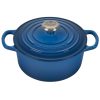 Le Creuset 2 Qt. Round Signature Cast Iron Dutch Oven With Stainless Steel Knob | Marseille Blue -STAUB Shop 1859ss