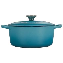 Le Creuset 4.5 Qt. Round Signature Dutch Oven With Stainless Steel Knob | Caribbean Blue -STAUB Shop 2417ss b