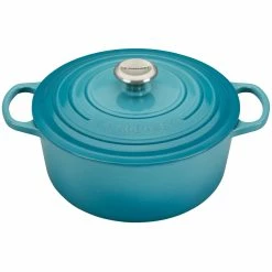 Le Creuset 5.5 Qt. Round Signature Cast Iron Dutch Oven With Stainless Steel Knob | Caribbean Blue