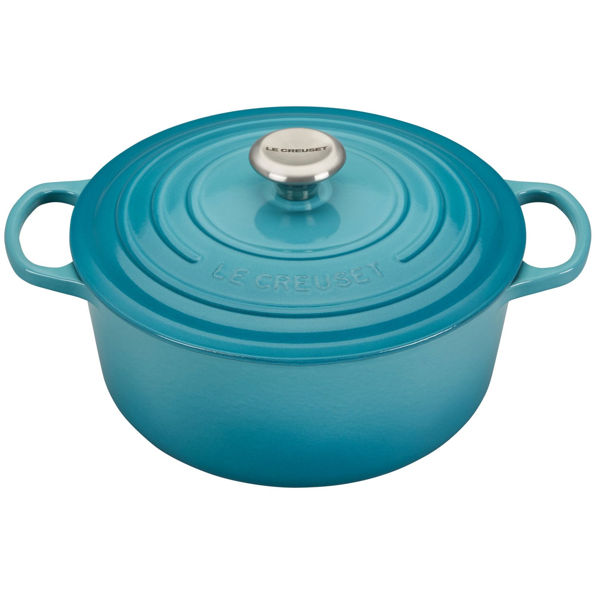 Le Creuset 5.5 Qt. Round Signature Cast Iron Dutch Oven with Stainless Steel Knob | Caribbean Blue Le Creuset 5.5 Qt. Round Signature Cast Iron Dutch Oven With Stainless Steel Knob | Caribbean Blue -STAUB Shop 2617ss