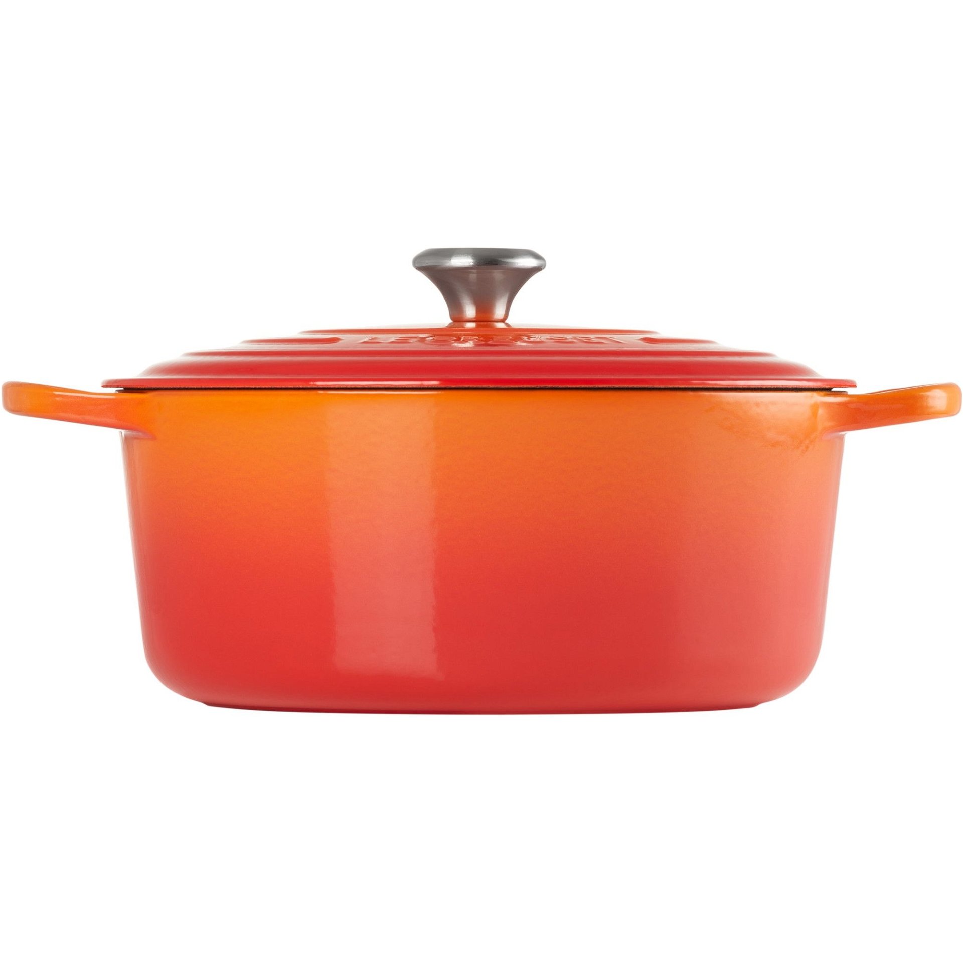 Le Creuset 9 Qt. Round Signature Dutch Oven With Stainless Steel Knob | Flame Orange 4 Le Creuset 9 Qt. Round Signature Dutch Oven With Stainless Steel Knob | Flame Orange - Image 2