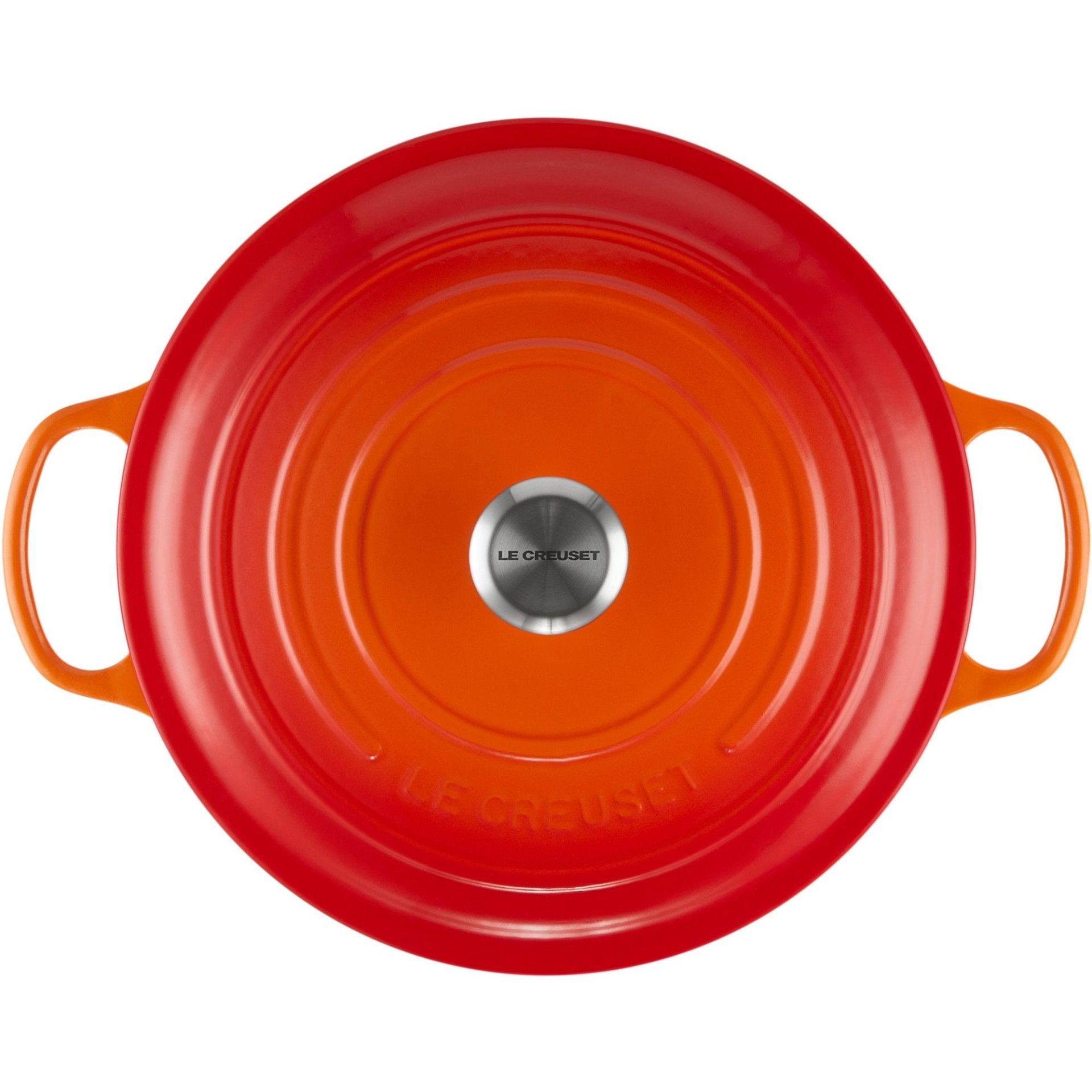 Le Creuset 9 Qt. Round Signature Dutch Oven With Stainless Steel Knob | Flame Orange 5 Le Creuset 9 Qt. Round Signature Dutch Oven With Stainless Steel Knob | Flame Orange - Image 3