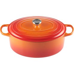 Le Creuset 9.5 Qt. Oval Signature Dutch Oven With Stainless Steel Knob | Flame Orange