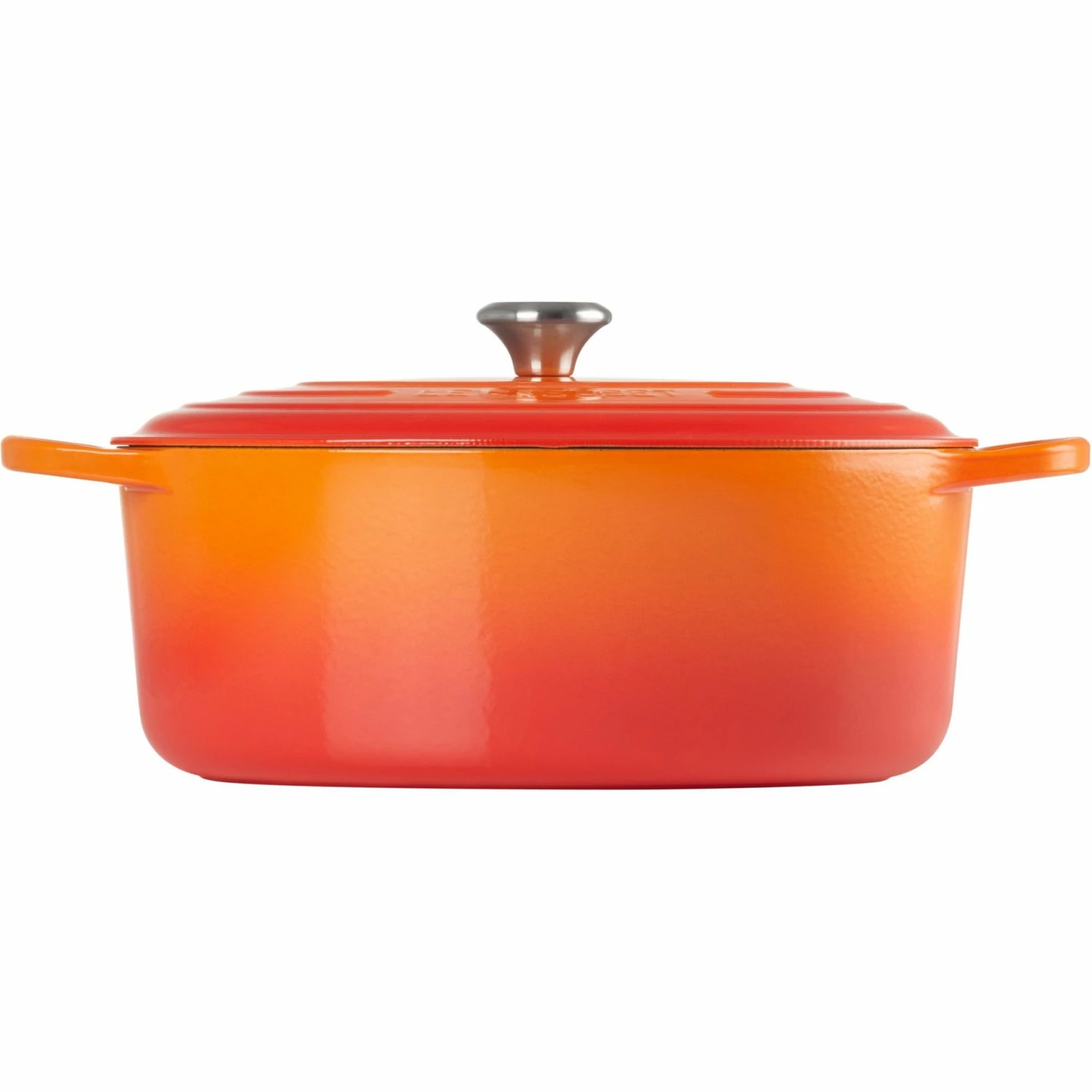Le Creuset 9.5 Qt. Oval Signature Dutch Oven With Stainless Steel Knob | Flame Orange - Image 2