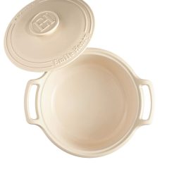 Emile Henry 4-Quart Sublime Stewpot | Creme -STAUB Shop 554740 sublime dutch oven top open