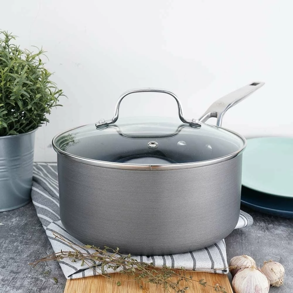 Swiss Diamond | Hard Anodized Induction 1.5-Quart Nonstick Saucepan With Glass Lid - Image 2
