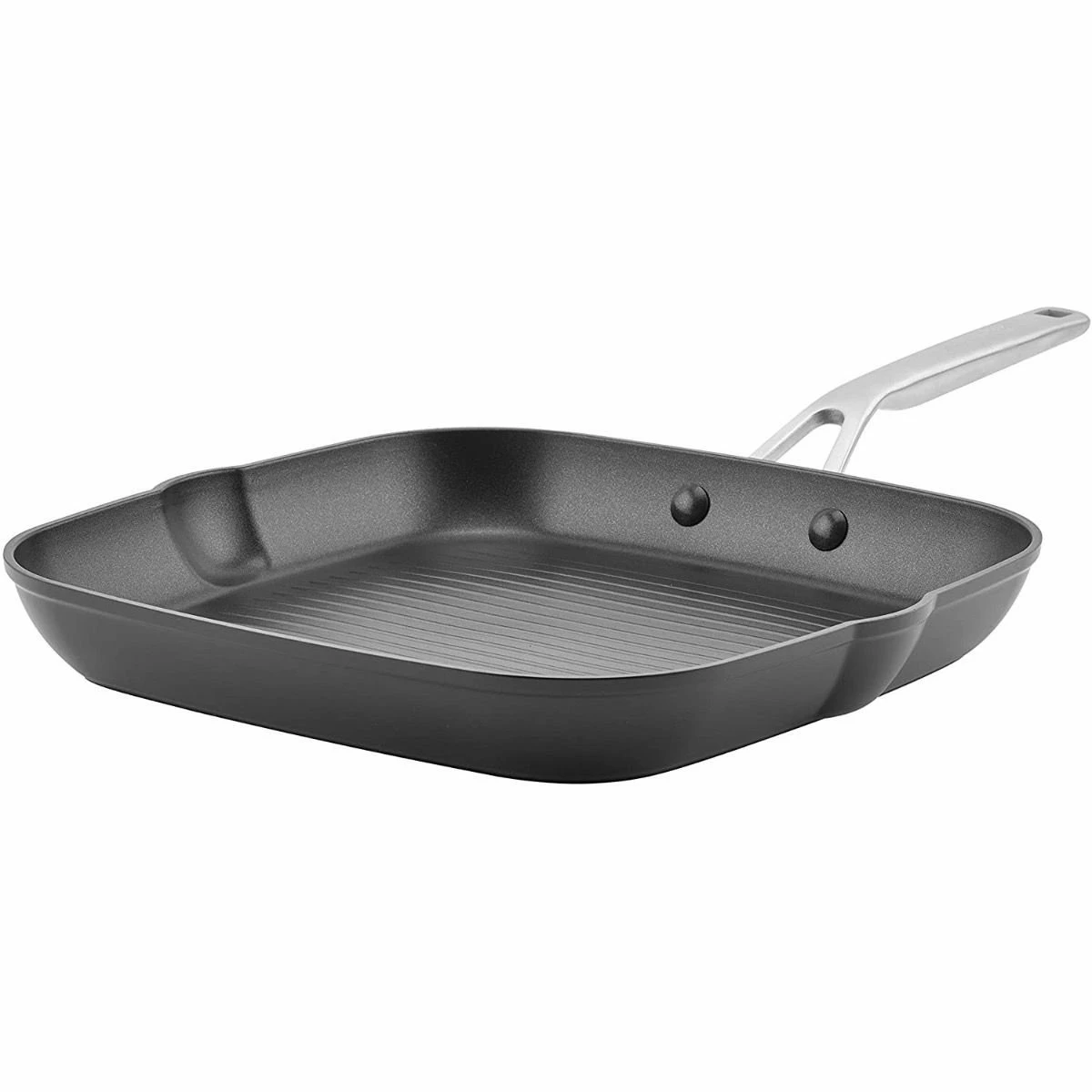 KitchenAid Non-Electrics KitchenAid Nonstick Hard Anodized Induction Square Grill Pan/Griddle With Pouring Spouts | 11.25" - Image 3