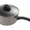 Ballarini Parma 2.8qt Aluminum Non-Stick Saucepan With Lid 2 Ballarini Parma 2.8qt Aluminum Non-Stick Saucepan With Lid -STAUB Shop 75001 649 ballarini 2.8qt saucepan angled view