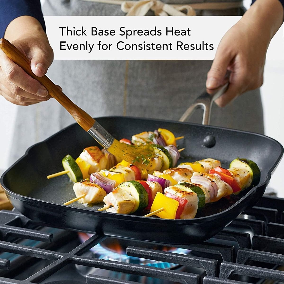KitchenAid Nonstick Hard Anodized Induction Square Grill Pan/Griddle with Pouring Spouts | 11.25" KitchenAid Non-Electrics KitchenAid Nonstick Hard Anodized Induction Square Grill Pan/Griddle With Pouring Spouts | 11.25" -STAUB Shop