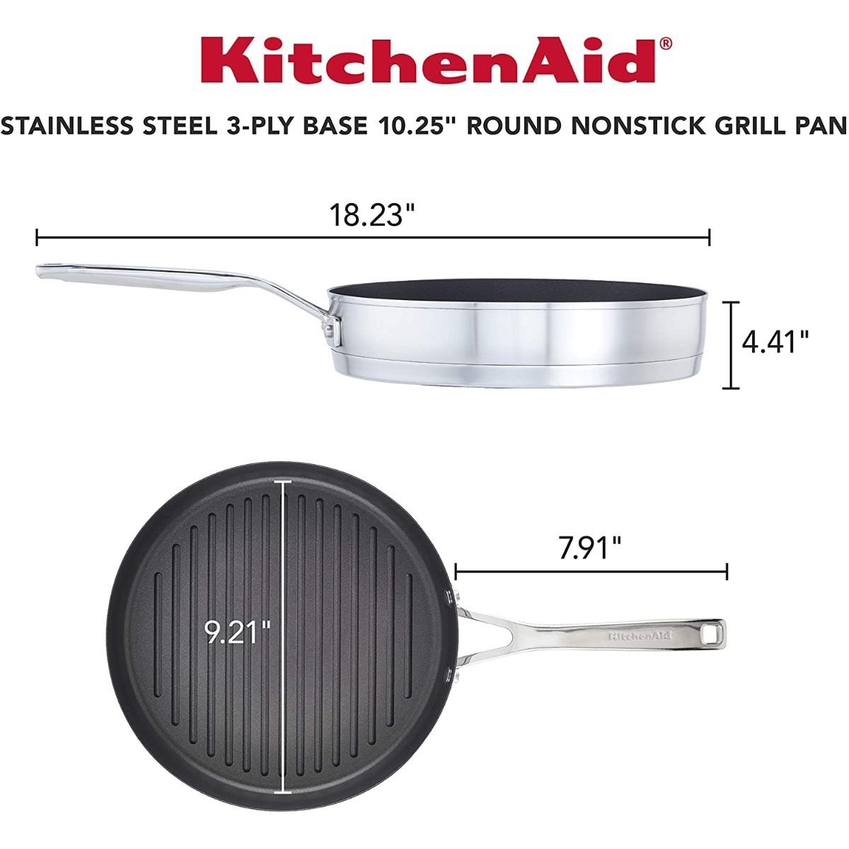 KitchenAid 10.25" Stainless Steel 3-Ply Round Grill Pan | Nonstick KitchenAid Non-Electrics KitchenAid 10.25" Stainless Steel 3-Ply Round Grill Pan | Nonstick -STAUB Shop 81m0kh9yjrl. ac sl1500