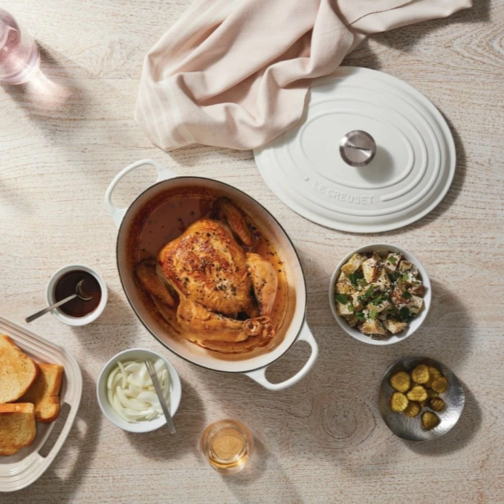 Le Creuset 6.75 Qt. Oval Signature Dutch Oven With Stainless Steel Knob | White - Image 2