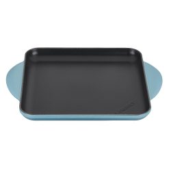 Le Creuset 9.5" Square Signature Enameled Cast Iron Griddle Pan | Caribbean Blue