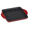 Le Creuset 9.5" Square Signature Enameled Cast Iron Grill Pan | Cerise/Cherry Red -STAUB Shop cerisegrill1