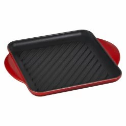 Le Creuset 9.5" Square Signature Enameled Cast Iron Grill Pan | Cerise/Cherry Red