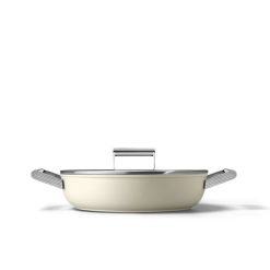 SMEG 4 Qt. Nonstick Deep Pan With Lid | Cream