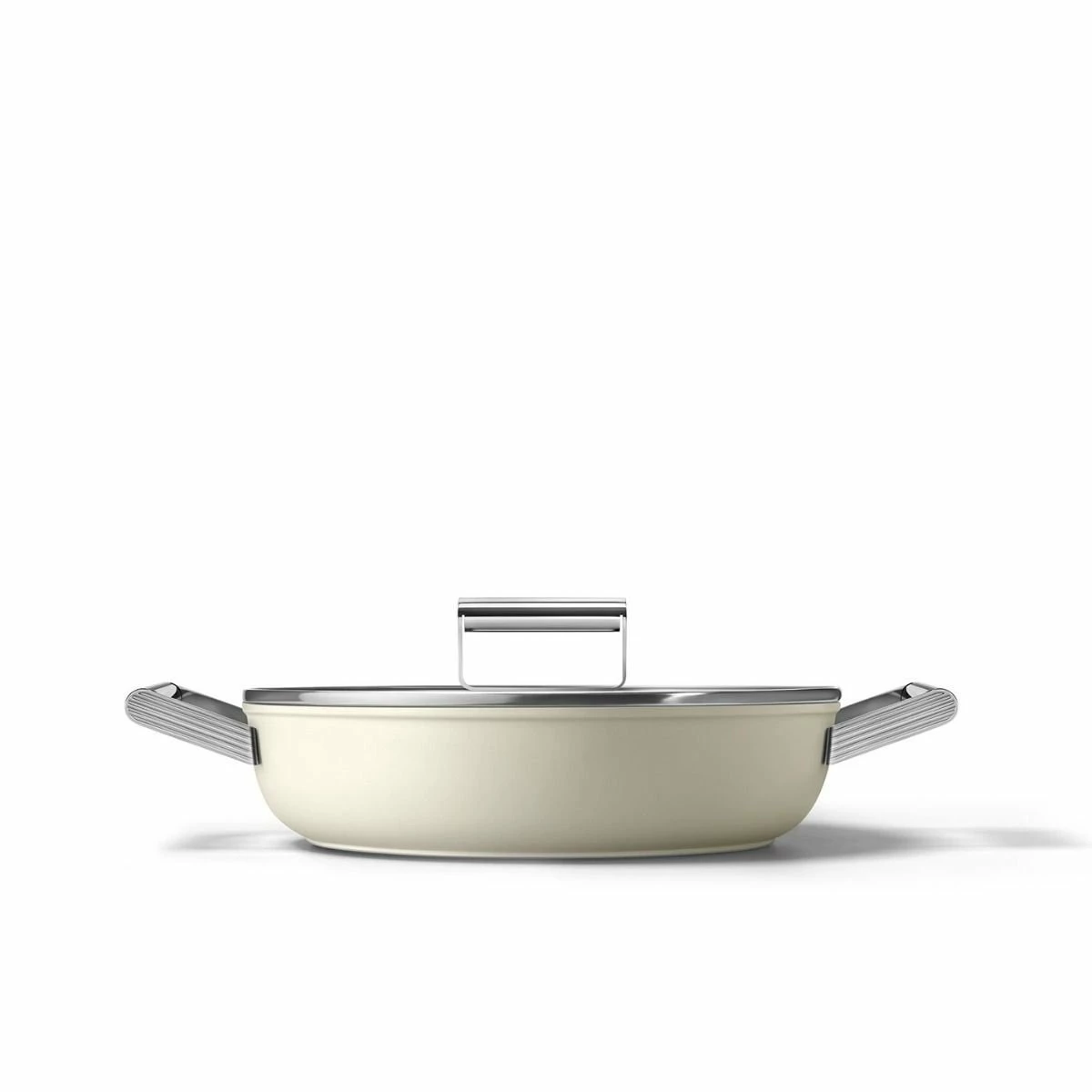 SMEG 4 Qt. Nonstick Deep Pan With Lid | Cream