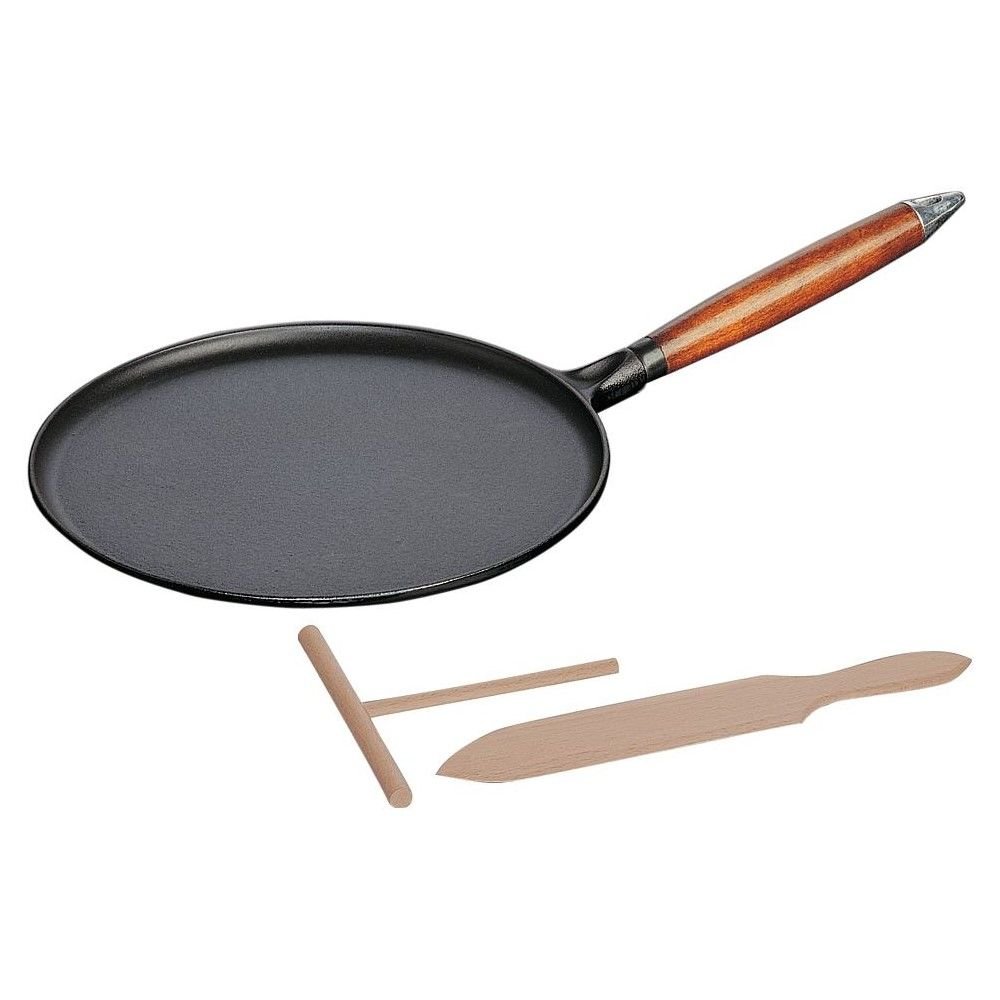 Staub 11" Cast Iron Crepe Pan with Spreader & Spatula | Matte Black Staub 11" Cast Iron Crepe Pan With Spreader & Spatula | Matte Black -STAUB Shop crepe pan with spreader and spatula 11 black matte 22 compressed 1