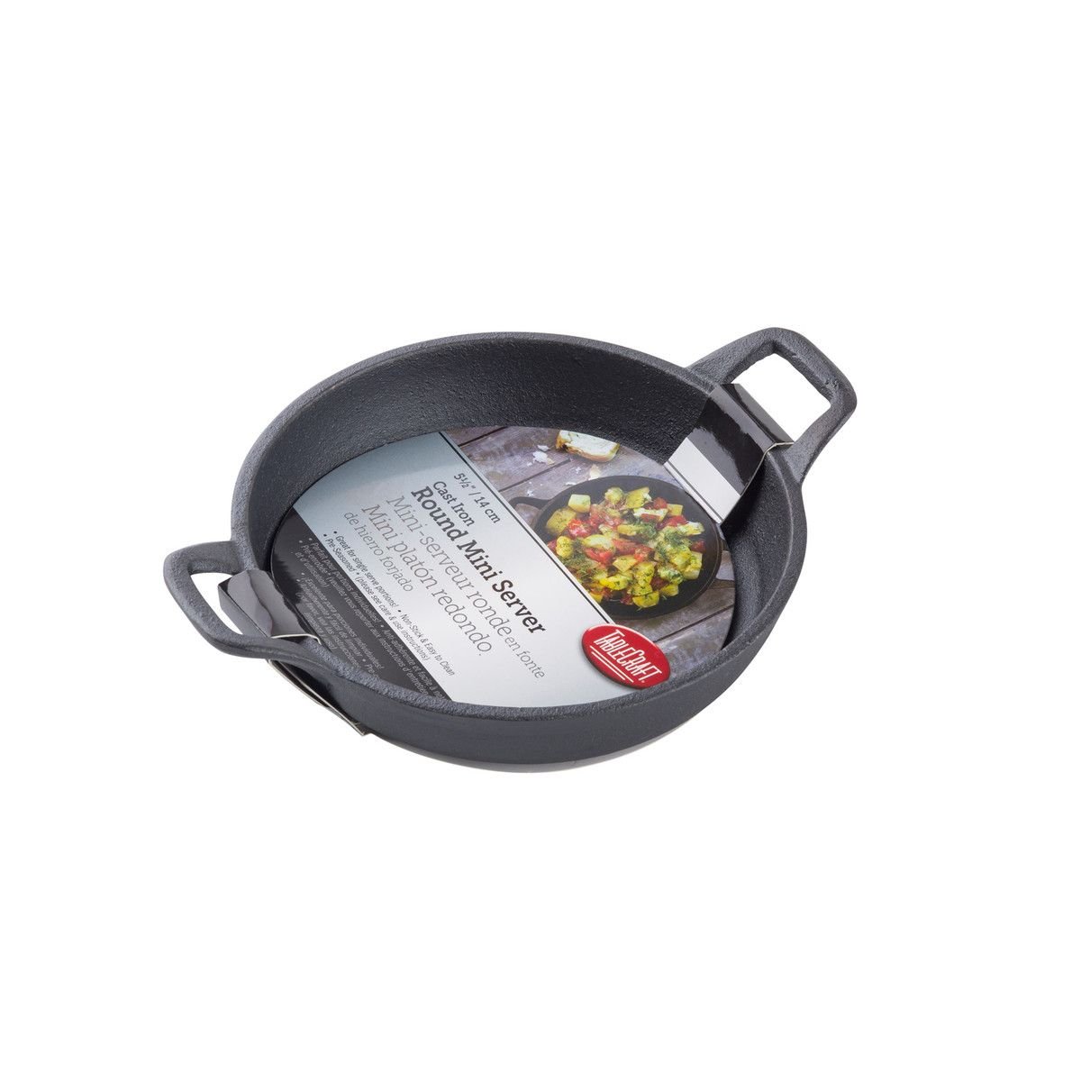 TableCraft 12oz Mini Cast Iron Server | Round TableCraft 12oz Mini Cast Iron Server | Round -STAUB Shop cw30104 pkg 01