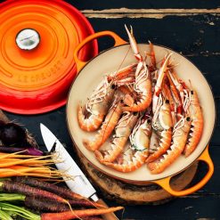 Le Creuset 3.5 Qt. Signature Enameled Cast Iron Braiser With Stainless Steel Knob | Flame Orange -STAUB Shop flame2