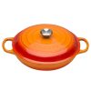 Le Creuset 2.25 Qt. Signature Enameled Cast Iron Braiser With Stainless Steel Knob | Flame Orange 2 Le Creuset 2.25 Qt. Signature Enameled Cast Iron Braiser With Stainless Steel Knob | Flame Orange -STAUB Shop flame main 1