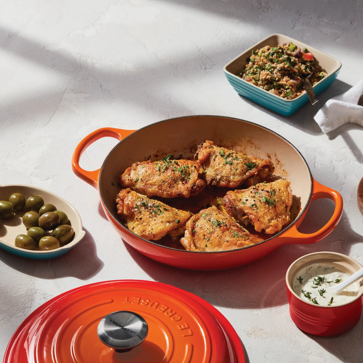 Le Creuset 2.25 Qt. Signature Enameled Cast Iron Braiser With Stainless Steel Knob | Flame Orange - Image 4