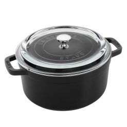 Staub 4 Qt. Round Cocotte/Dutch Oven With Glass Lid | Matte Black