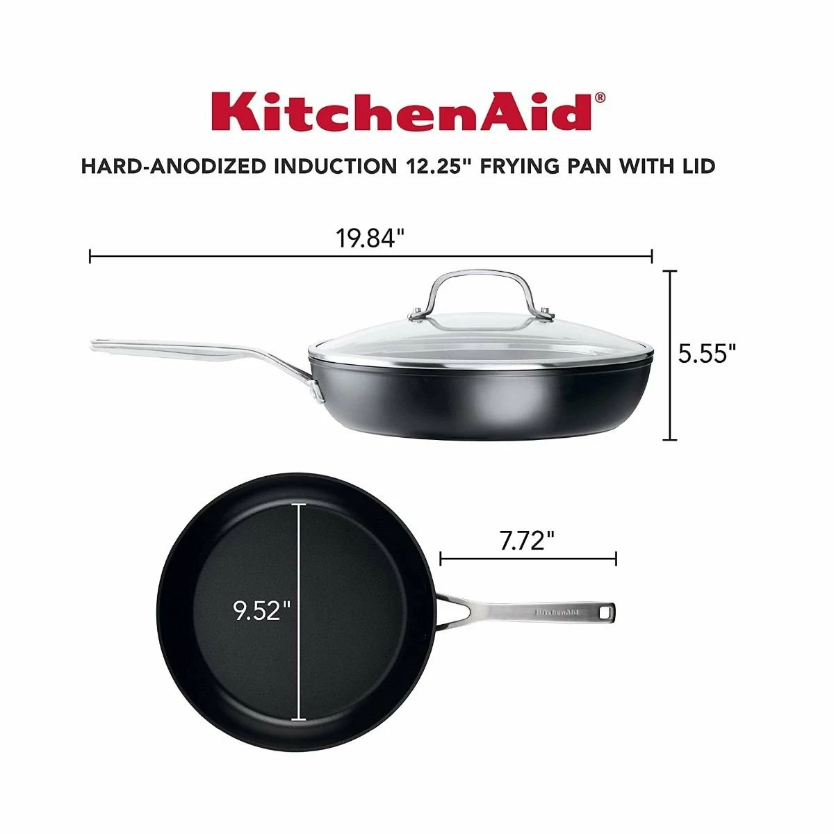 KitchenAid Non-Electrics KitchenAid 12.25" Hard Anodized Induction Fry Pan/Skillet With Lid | Nonstick - Image 6