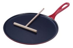Le Creuset 10.75" Crepe Pan With Wooden Crepe Spreader | Cerise/Cherry Red