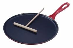 Le Creuset 10.75" Crepe Pan With Wooden Crepe Spreader | Cerise/Cherry Red