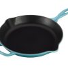 Le Creuset 11.75" Signature Enameled Cast Iron Skillet | Caribbean Blue -STAUB Shop le creuset 12 inch cast iron frypan caribbean blue ls2024 3017