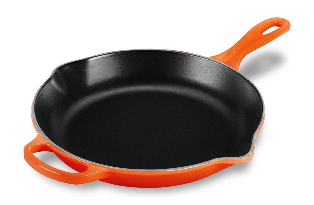 Le Creuset 10.25" Signature Enameled Cast Iron Skillet | Flame Orange Le Creuset 10.25" Signature Enameled Cast Iron Skillet | Flame Orange -STAUB Shop le creuset cookware cast iron skillet 10 inches flame orange ls2024 262