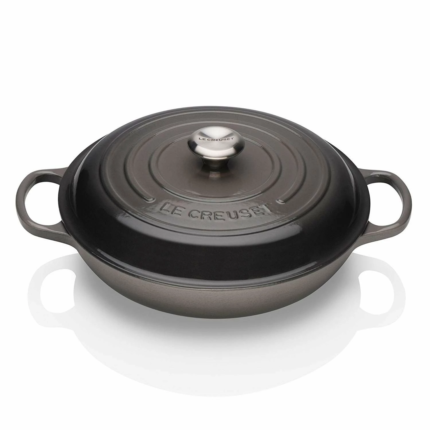 Le Creuset 2.25 Qt. Signature Enameled Cast Iron Braiser With Stainless Steel Knob | Oyster Grey