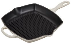 Le Creuset 10.25" Square Signature Cast Iron Grill Skillet | Meringue White