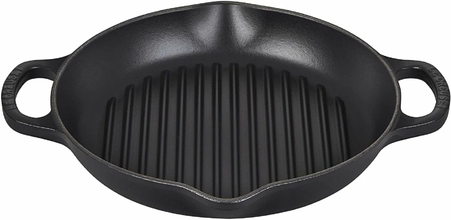 Le Creuset 9.75" Deep Round Signature Grill Pan | Licorice