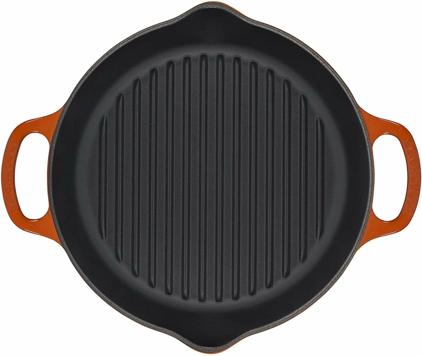 Le Creuset 9.75" Deep Round Signature Grill Pan | Flame Orange - Image 2