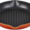Le Creuset 9.75" Deep Round Signature Grill Pan | Flame Orange -STAUB Shop ls2020 252 flame orange deep round grill pan
