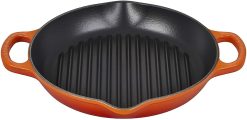 Le Creuset 9.75" Deep Round Signature Grill Pan | Flame Orange