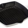 Le Creuset 10.25" Square Signature Cast Iron Grill Skillet | White 2 Le Creuset 10.25" Square Signature Cast Iron Grill Skillet | White -STAUB Shop ls2021 2616 lecreuset 10.25 signature square grill skillet white