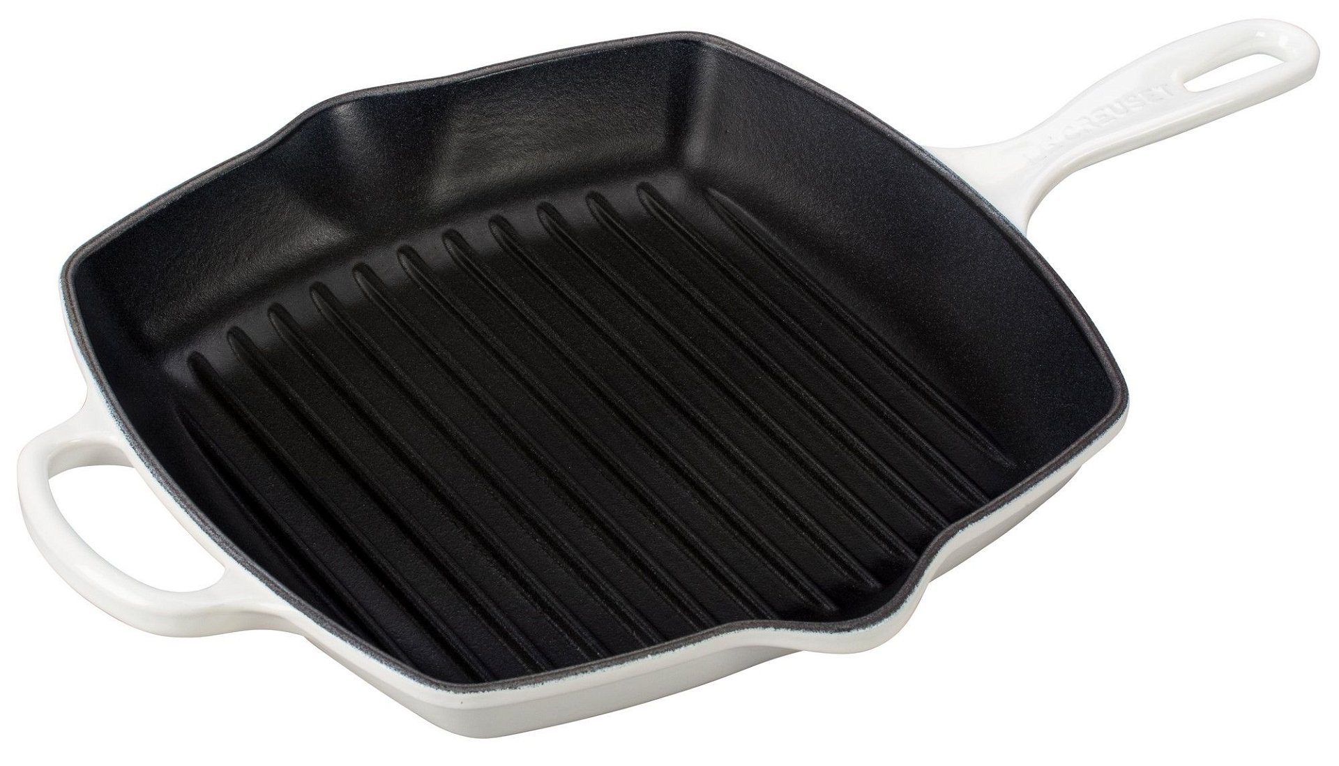 Le Creuset 10.25" Square Signature Cast Iron Grill Skillet | White Le Creuset 10.25" Square Signature Cast Iron Grill Skillet | White -STAUB Shop ls2021 2616 lecreuset 10.25 signature square grill skillet white