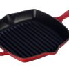 Le Creuset 10.25" Square Signature Cast Iron Grill Skillet | Cerise/Cherry Red 1 Le Creuset 10.25" Square Signature Cast Iron Grill Skillet | Cerise/Cherry Red -STAUB Shop ls2021 2667 le creuset cerise cherry red 10 inch signature square skillet grill